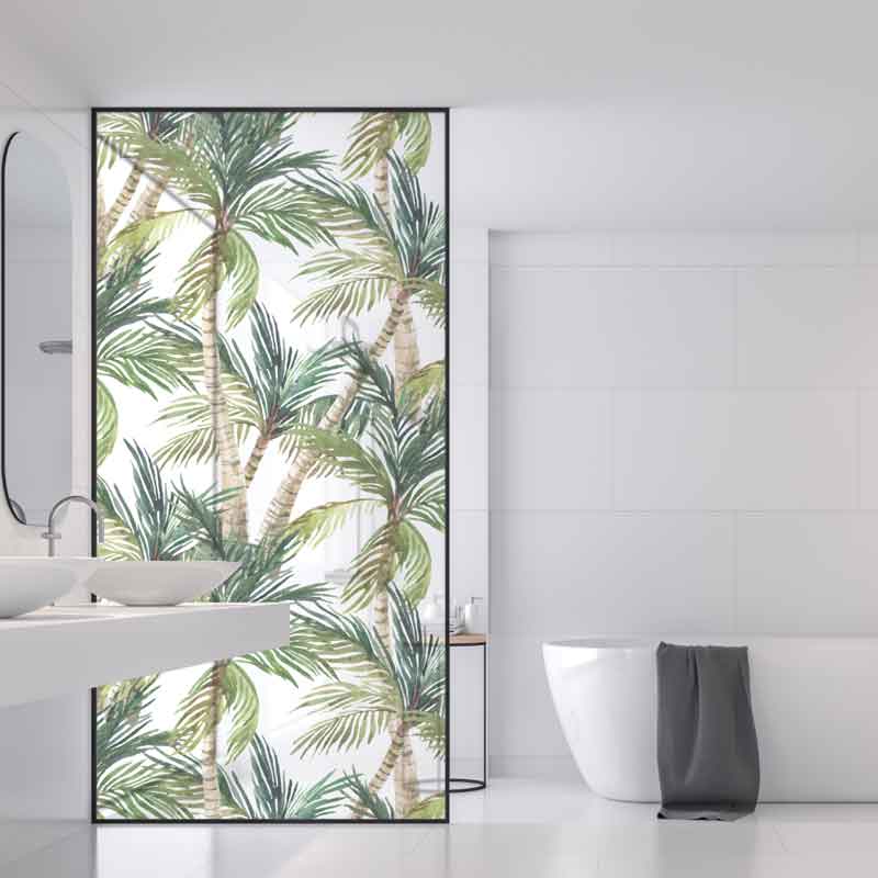 Frosted Vinyl Sticker For Your Shower Glass (glass not included)  Design:  Palm Cocktail