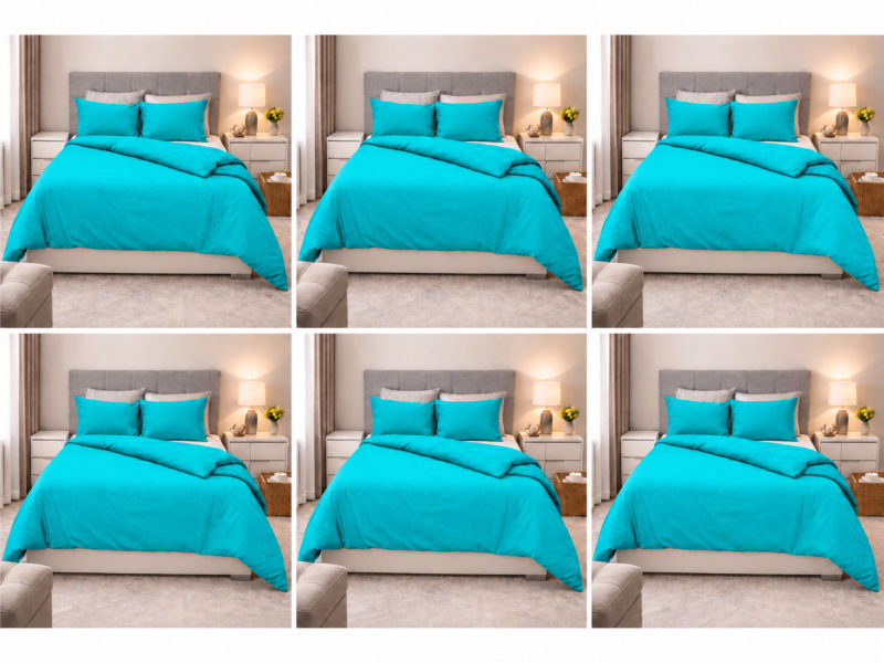Everyday Collection Duvet Cover Set - Plain - 90GSM- (6Sets) Peacock Blue - Queen