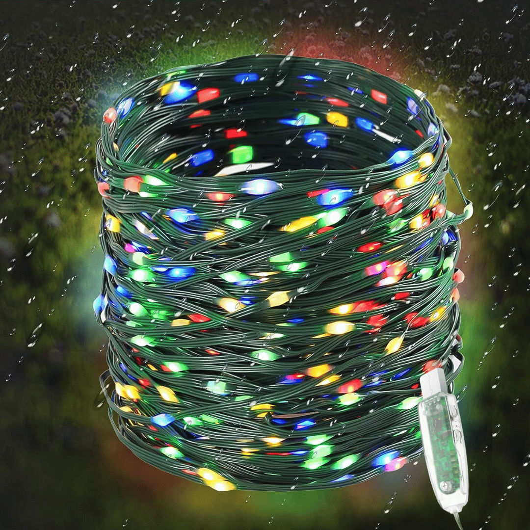 Stellar Lighting 10m LED Green Wire Fairy Light 200 LED - Colourful LED