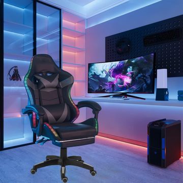 LED Lights Gaming Chair - Grey/Black