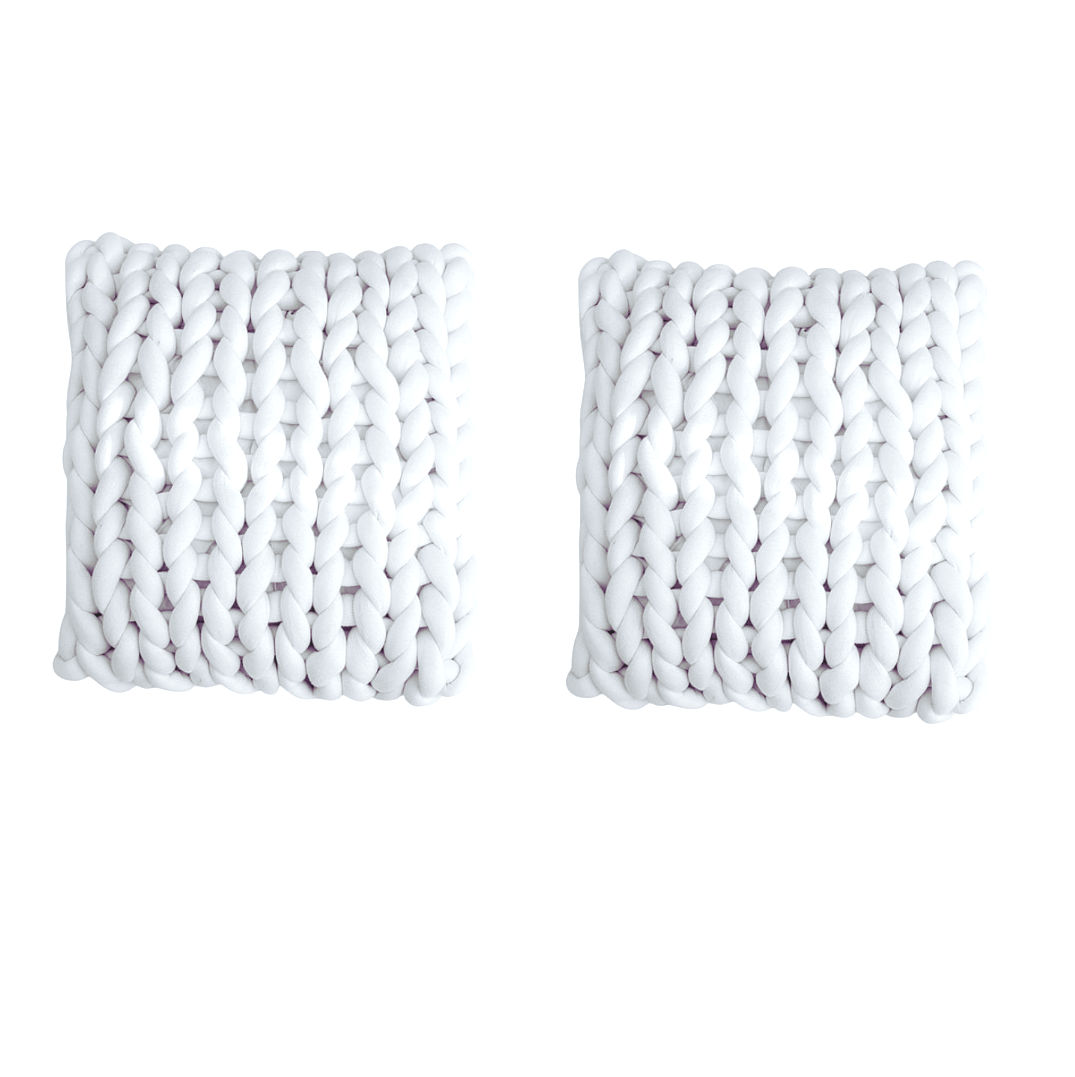 Chunky Knit Square Cushion SET - WHITE