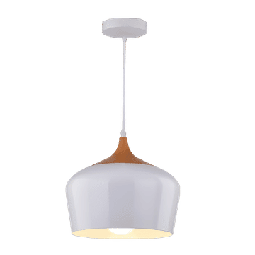 Pendant Lighting – Scandinavian Range – Wood And White Bowl Shape