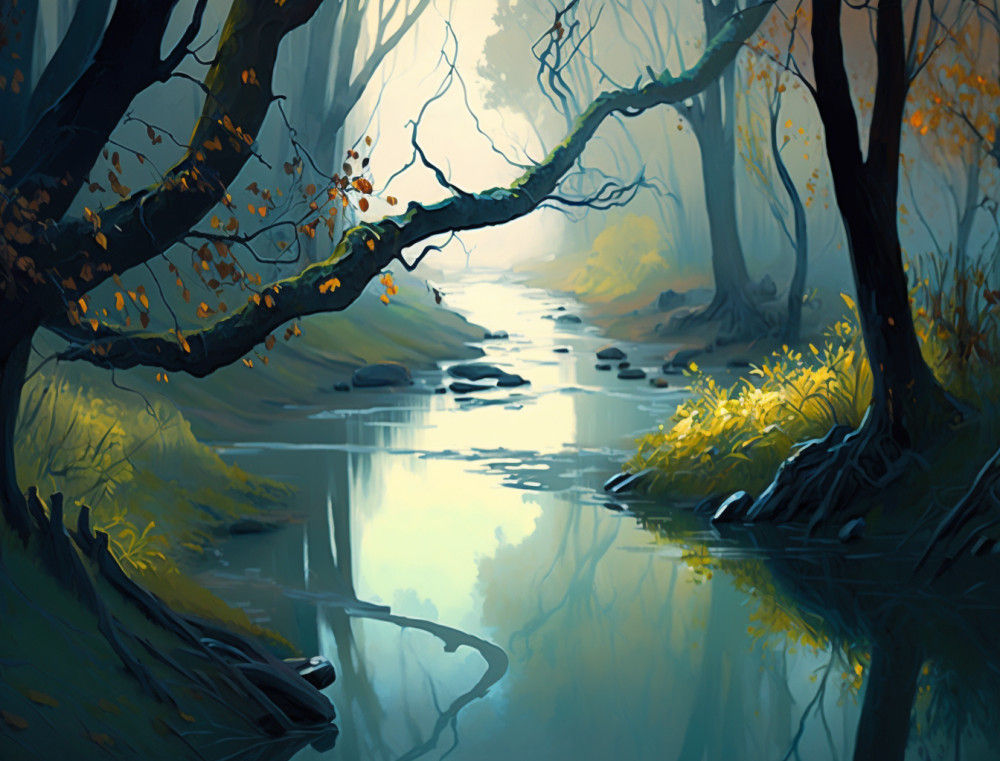 Canvas Wall Art - Canvas Wall art: River Abstract Painting  - B1258 - [120 x 80 cm]