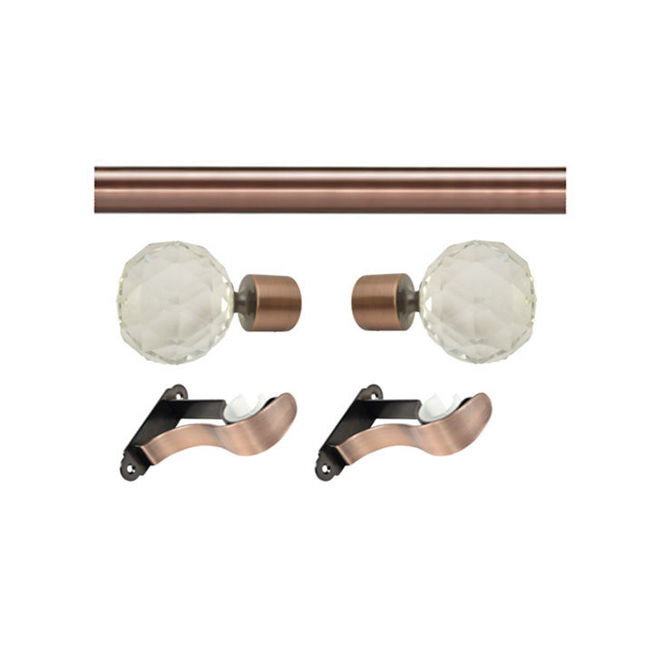 Matoc 28mm Single Pole Set - Crystal Ball Finials - Antique Copper - 1.5m