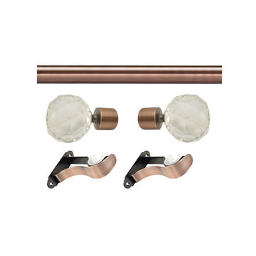 Matoc 28mm Single Pole Set - Crystal Ball Finials - Antique Copper - 1.5m