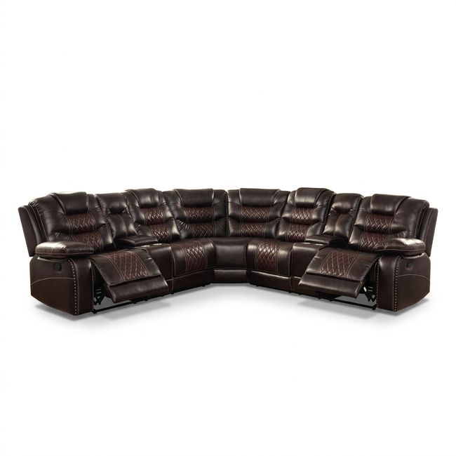 KC FURN-Premium Faux Leather Corner Recliner Couch