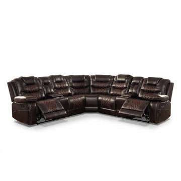 KC FURN-Premium Faux Leather Corner Recliner Couch