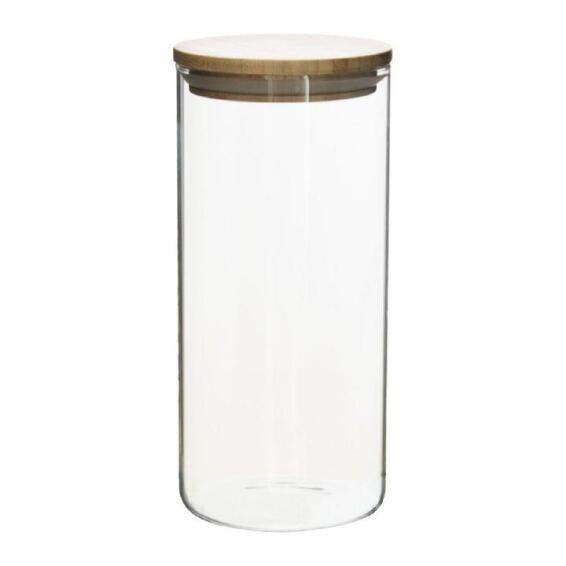 Kitchen Round Storage Canister Borisilicate Glass With Bamboo Lid 1400Ml