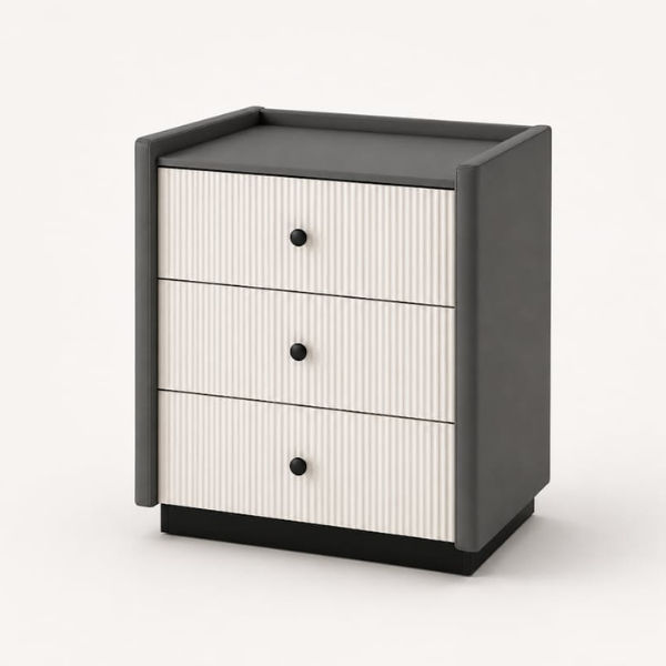 Dana 3-Drawer Ribbed Pedestal Grey