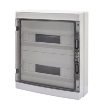Surface DB 2x18M Smoked Door IP65