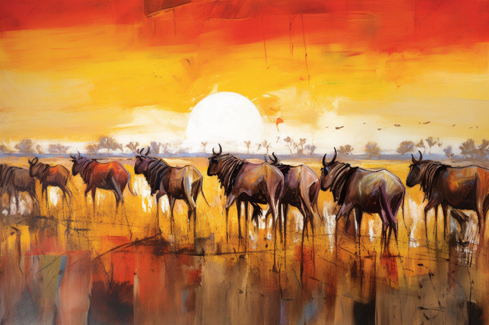 Canvas Wall Art - Magical Serengeti By Vibrant Serenades Captiv - A1648 - [120 x 80 cm]