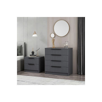 Storm grey chest of drawers, 4 drawers and pedestals set