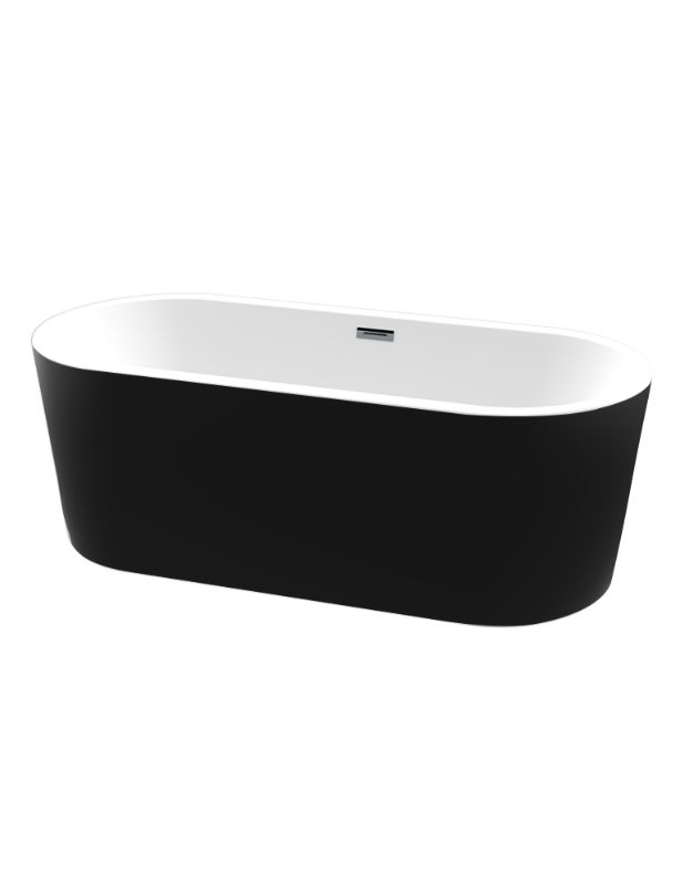 Home And Beyond Cayman Black – Black Overflow Freestanding Bath 1690 x 790 x 600mm