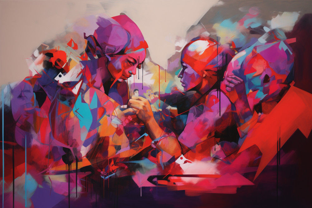 Canvas Wall Art - Vibrant Reds and Purples Abstract - A1041 - [120 x 80 cm]
