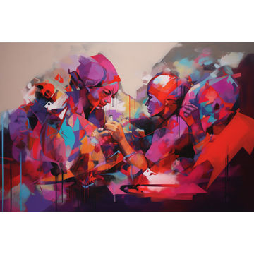 Canvas Wall Art - Vibrant Reds and Purples Abstract - A1041 - [120 x 80 cm]
