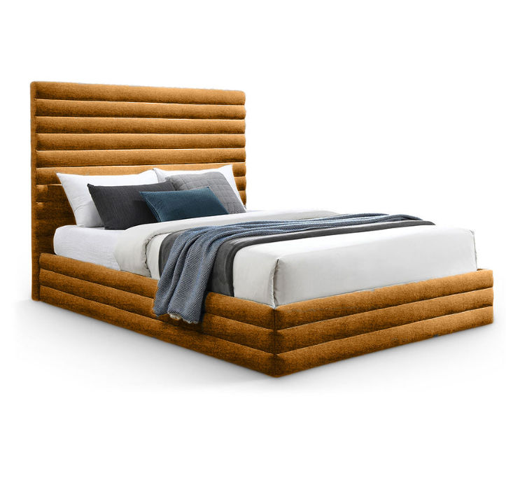 Lavinia Sleigh Bed King - Linen -Mustard