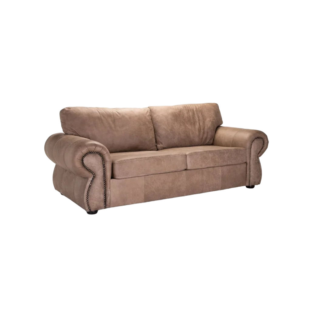 Vividitto - Mfuzo Genuine Leather 3 Seater Couch - Buffed Taupe
