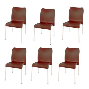 Florence Heavy  Duty Plastic Bistro Chair / Patio Chair / Garden Chair / Stackable - NO ARMRESTS - COCO  - Set of 6