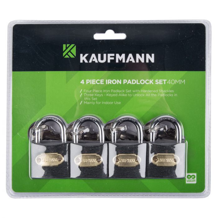 Kaufmann - Steel Lock Set 4 Piece 40mm - 2 Pack