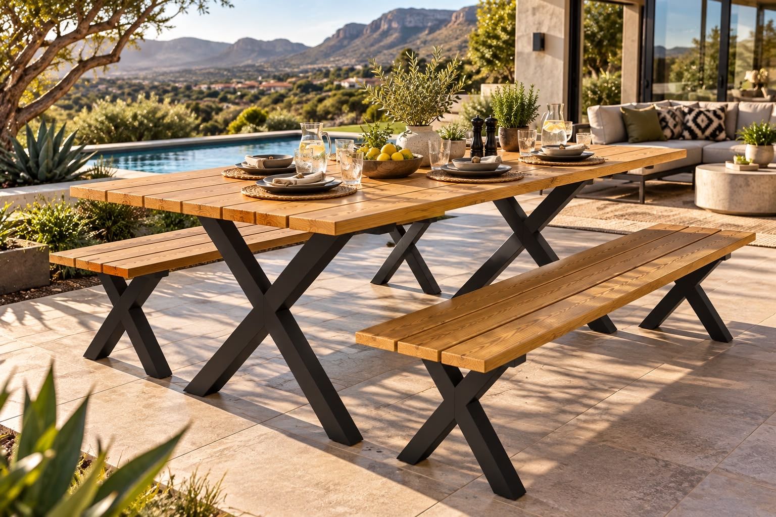 IG Furn - Outdoor Family Dining Set Dark Grey
