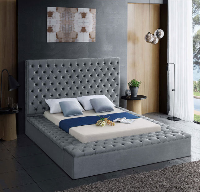 Gretta Storage Sleigh Bed Double -Grey