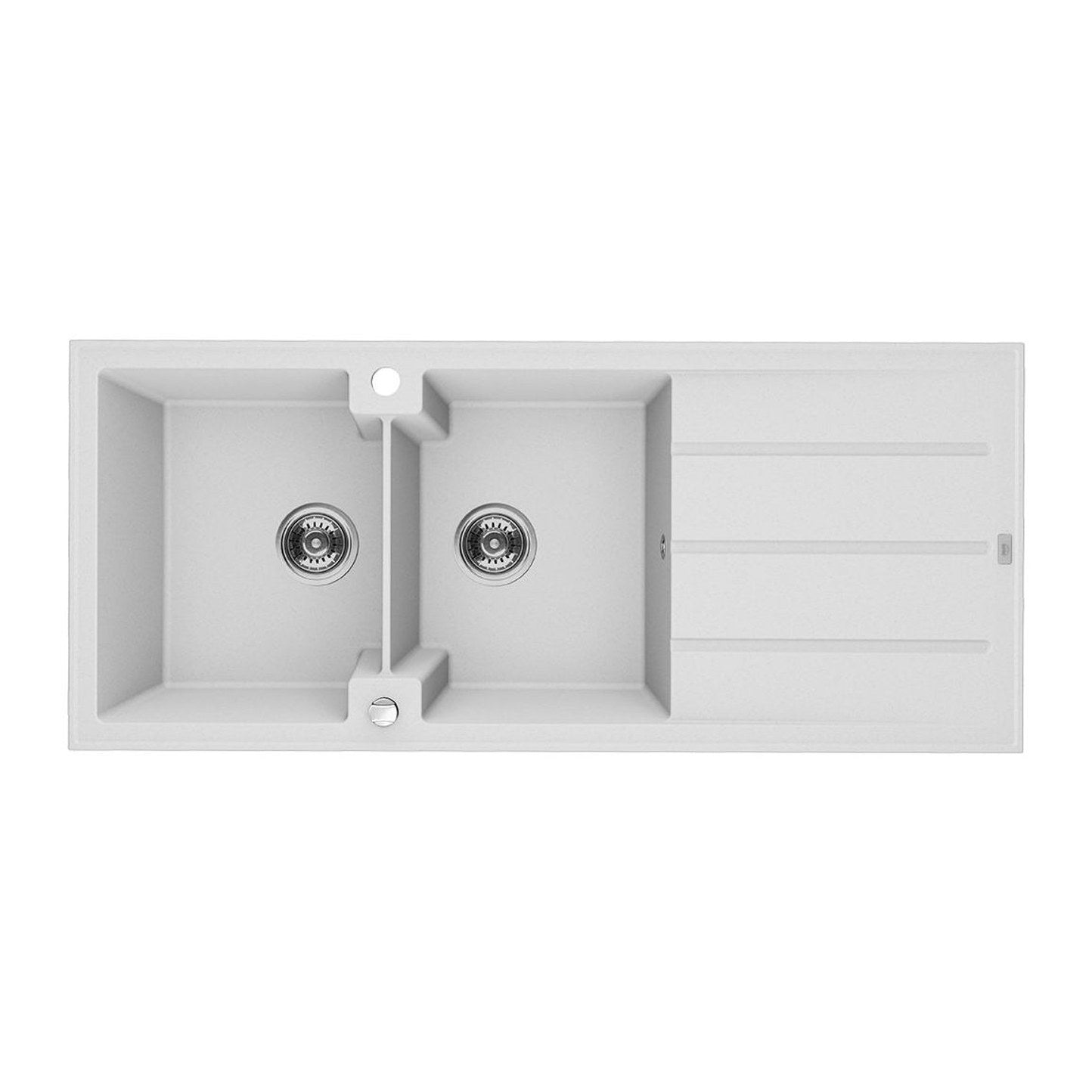 Laveo Canaria 1160 Granite Composite Kitchen Sink 2 Bowl with Drainer - White