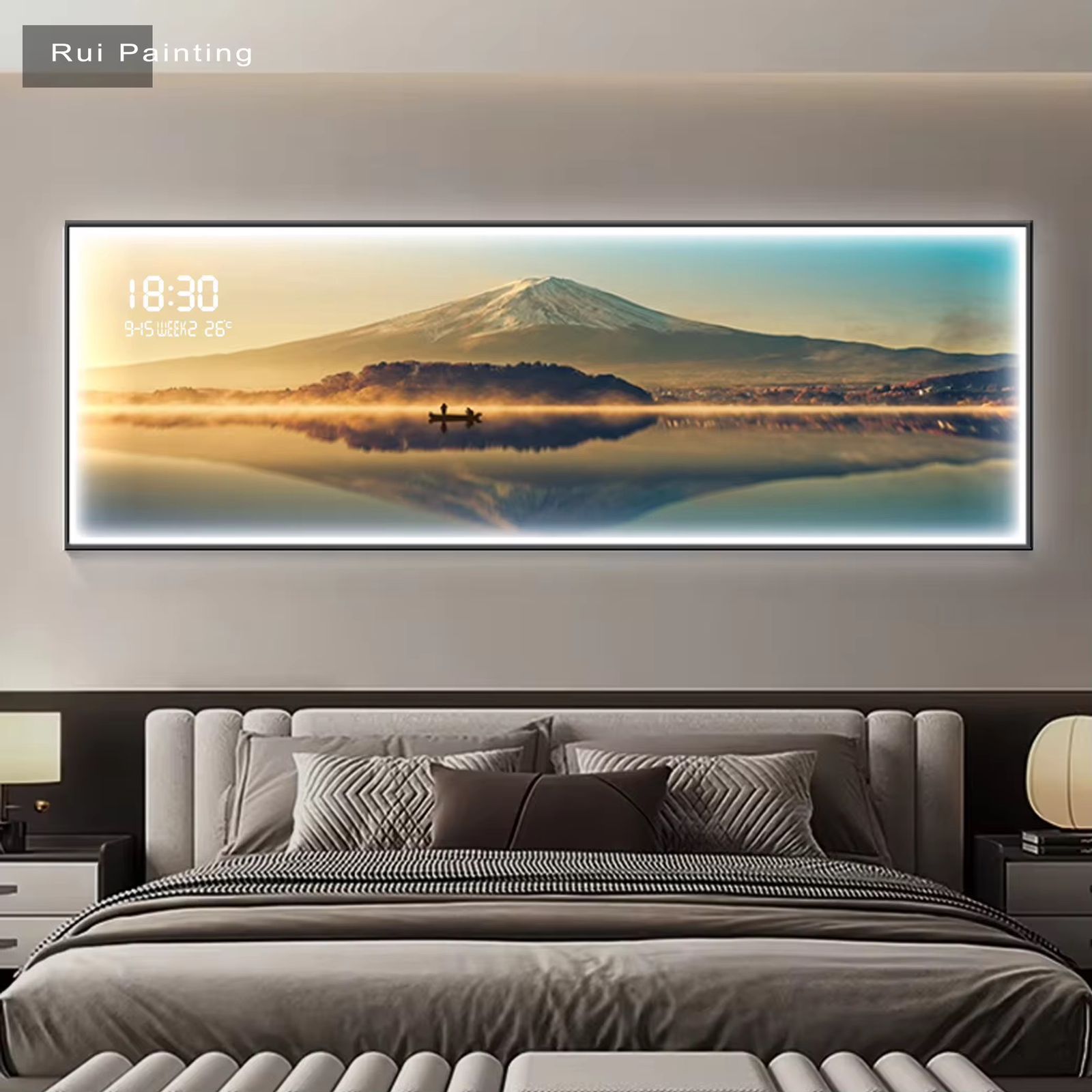 Modern LED Mirror with Time & Temperature Indicator