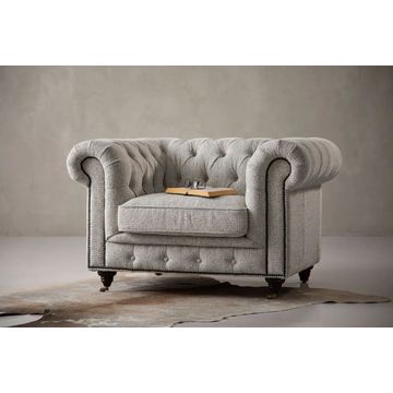 JEFFERSON CHESTERFIELD ARMCHAIR DOVE GREY CLASSIC LUXURY SEATING