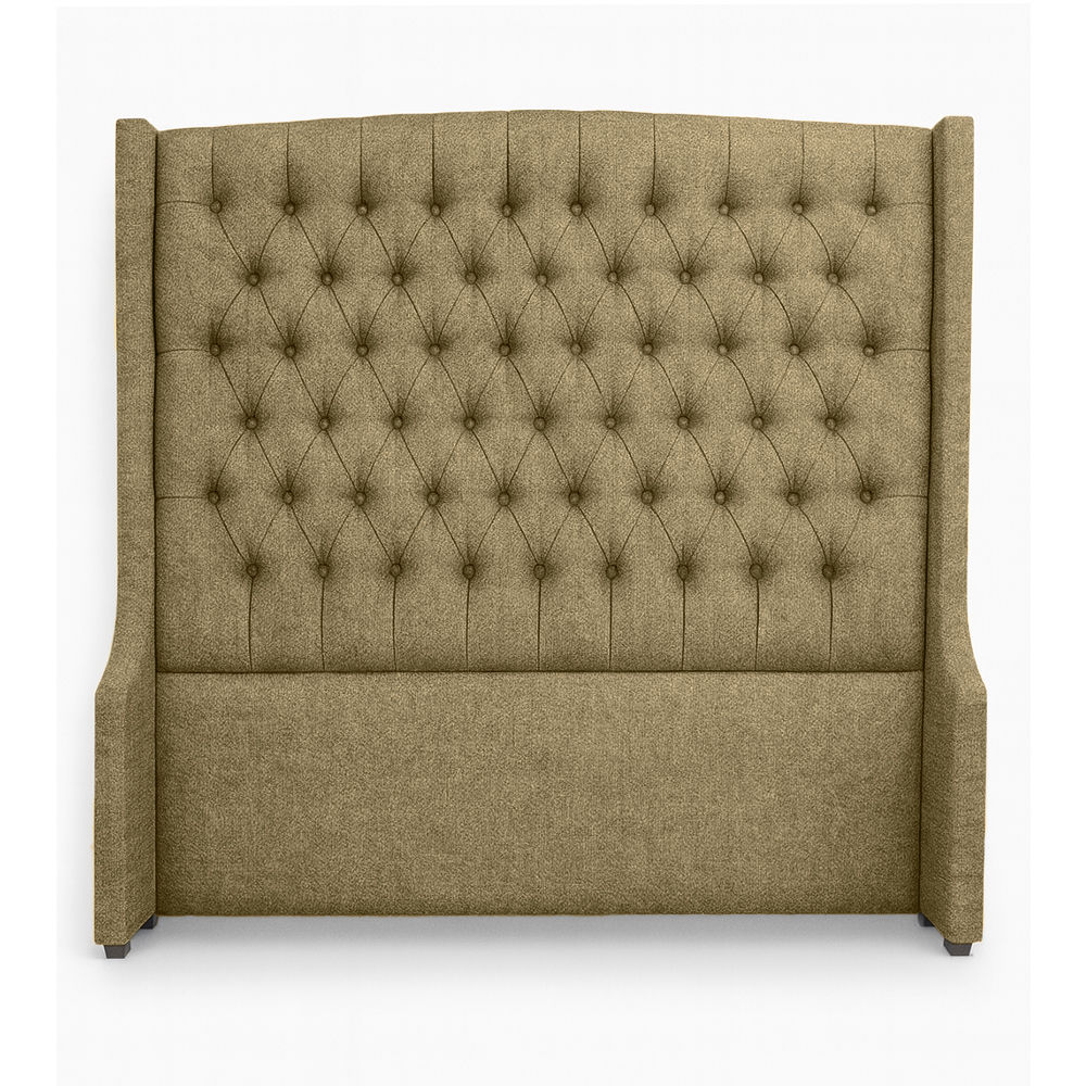 Reya Buttoned Wing Headboard Double Light Brown