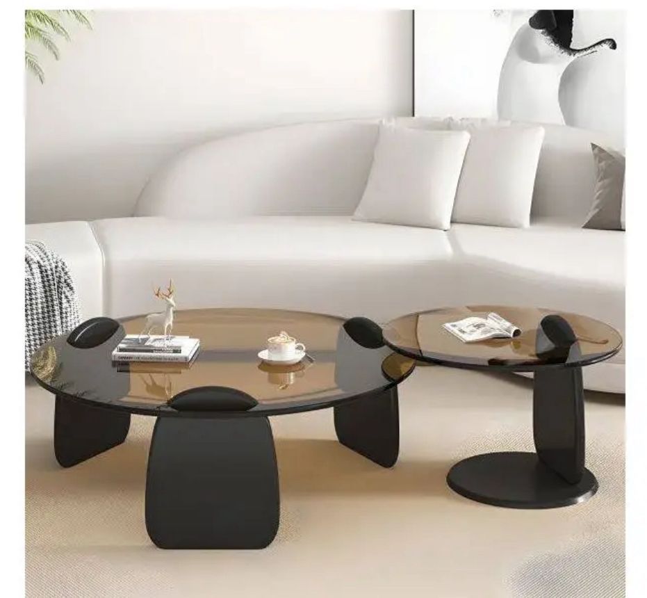 Asher tempered glss nesting coffee table black
