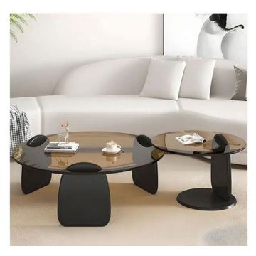 Asher tempered glss nesting coffee table black