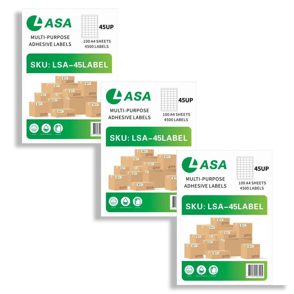 LASA 45 Up 100 A4 Sheets Barcode Adhesive Label Pack Of 3