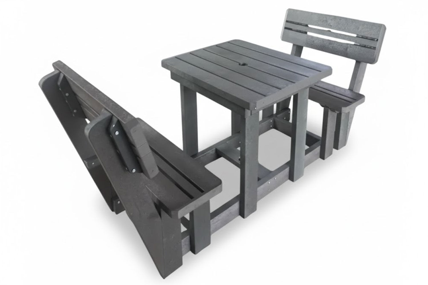 Recycled Plastic Picnic 3 piece set 10-Seater XXL Plus Backs (Charcoal Cushions)