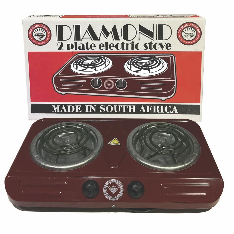 Diamond - Double Electric Spiral Hotplate Stove - Red