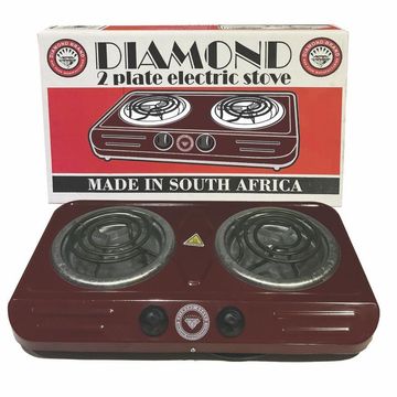 Diamond - Double Electric Spiral Hotplate Stove - Red