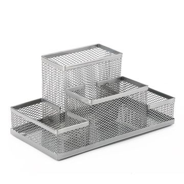 Wire Mesh Desk Organizer - 4 Part - Silver
