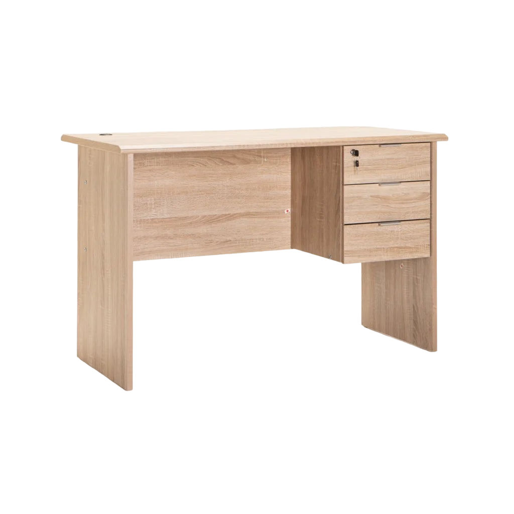 Vividitto - Keir 120cm Deluxe 3 Drawer Desk  - Light Oak