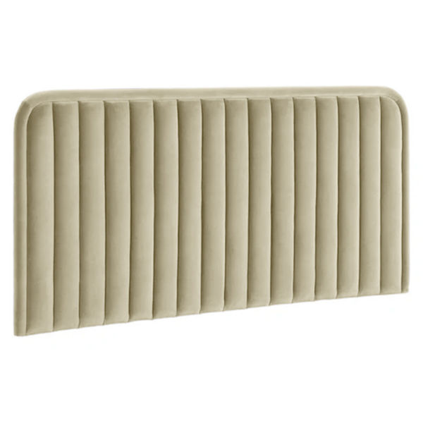 Bodina Channel Velvet Tufted Headboard Queen Sand