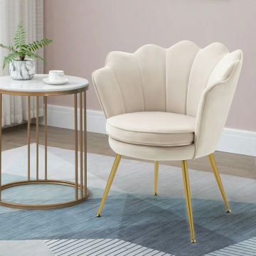 KC Furn- Tulip Velvet Chair (Cream White)