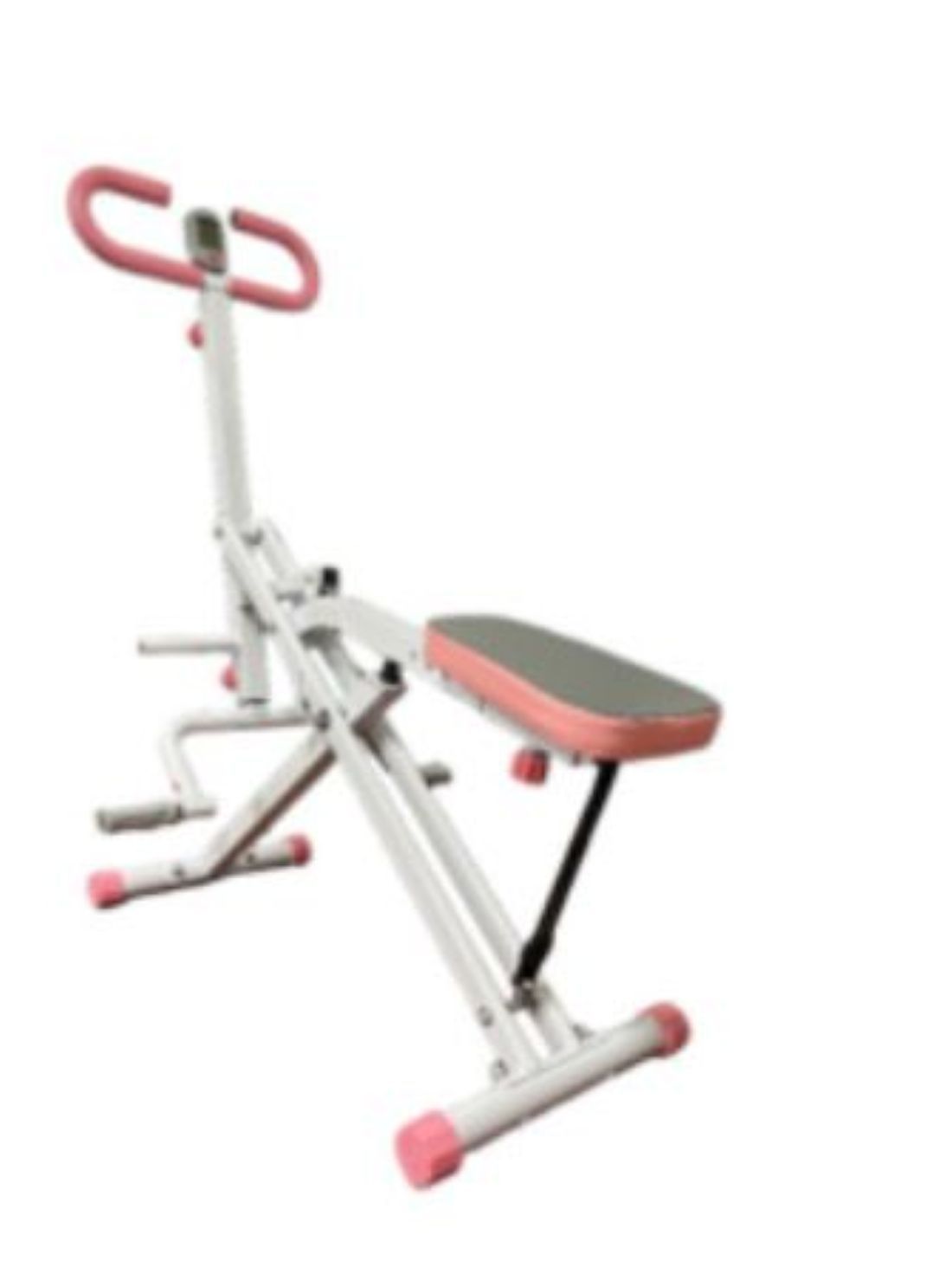 Multi-Function Exercise Bench with Resistance Bands, White and Pink, Foldable Home Gym Equipment