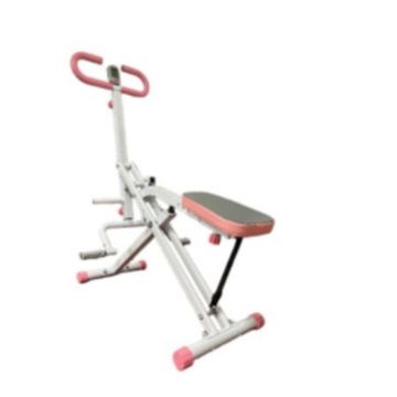 Multi-Function Exercise Bench with Resistance Bands, White and Pink, Foldable Home Gym Equipment