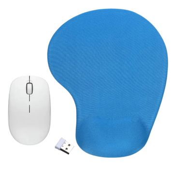 Ergonomic Gel Mouse Pad and Ezra Wireless Mouse Blue