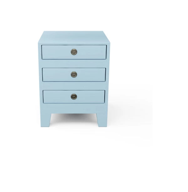 Furnwood Bedside Table Three Drawer Aqua Blue