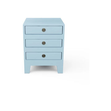 Furnwood Bedside Table Three Drawer Aqua Blue