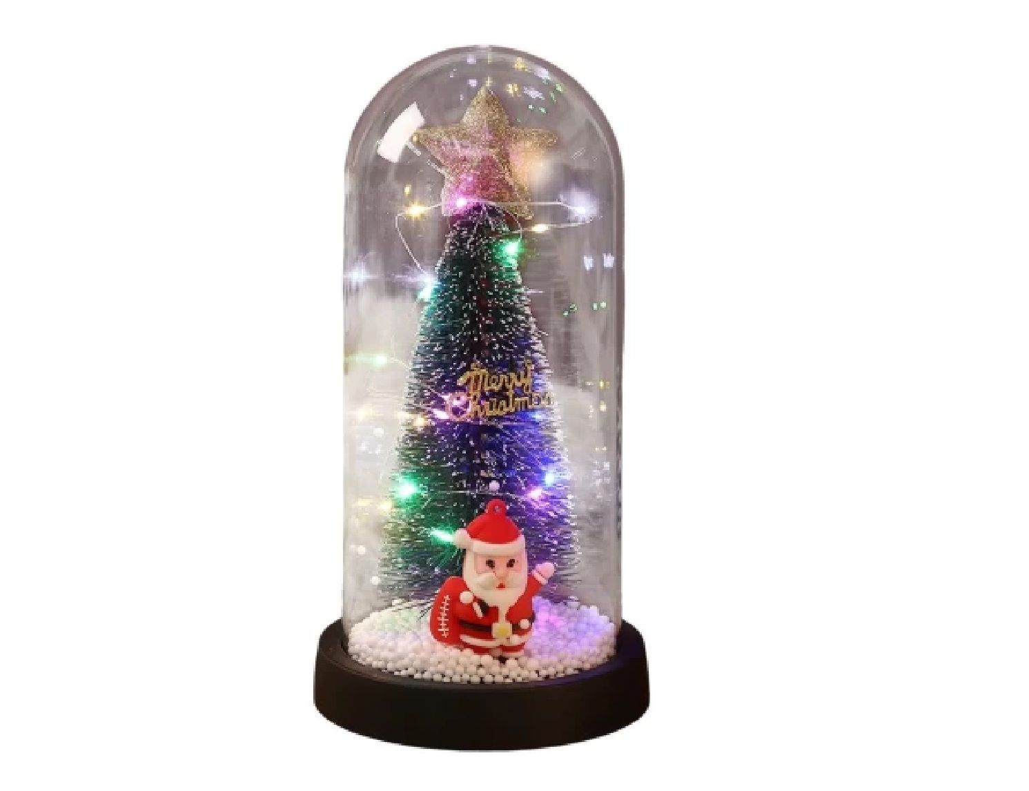 Light Up Christmas Tree Ornaments In Clear Glass Dome