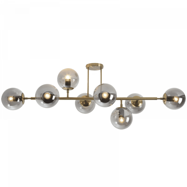 Satin Gold Metal Ceiling Fitting with Smoke Glass
