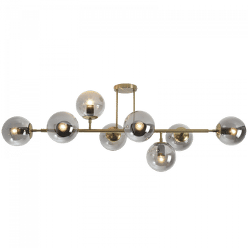 Satin Gold Metal Ceiling Fitting with Smoke Glass