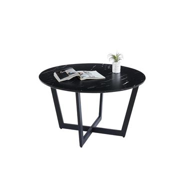 Rose 80cm Round Coffee Table - Black Marble