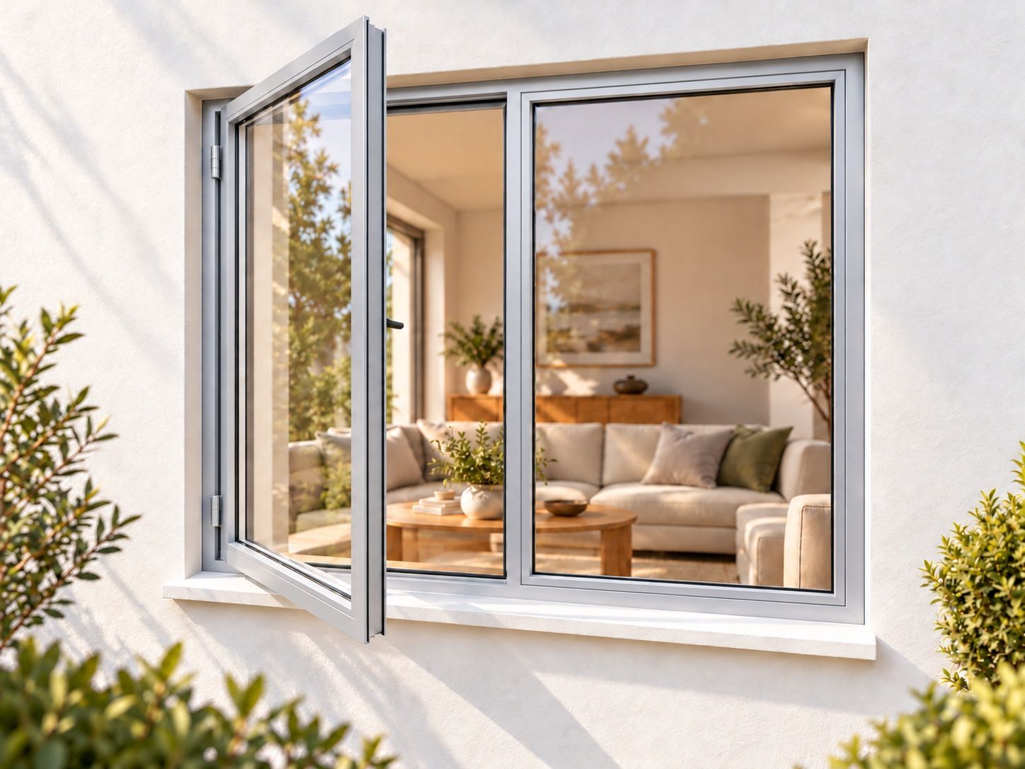 Kenzo Premium Side-Hung Aluminium Window - Silver, 1200 900 mm, Left Side Opener