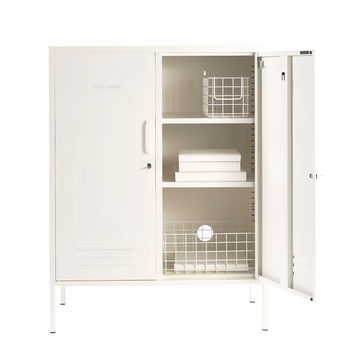 Steel Swing Door Sideboard Midi Locker Storage Cabinet Cupboard - White